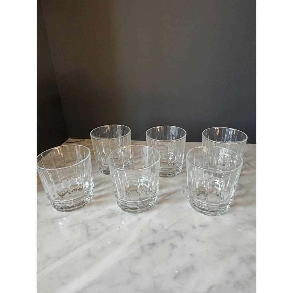 Arcoroc USA Clear Glass Rocks Glasses Paneled Whiskey Tumblers Set of 6